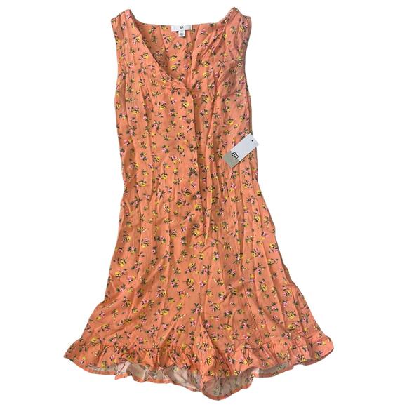 BP Ditzy Floral Romper Ruffle Bottom Orange Women’s size XS - Picture 1 of 5